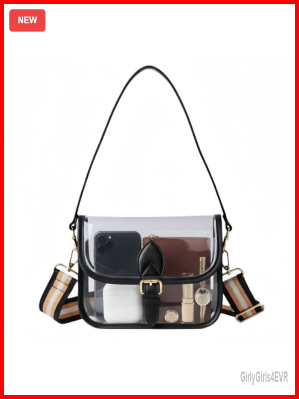 Clear Stadium Approved Crossbody Bag with Gold-Tone Hardware